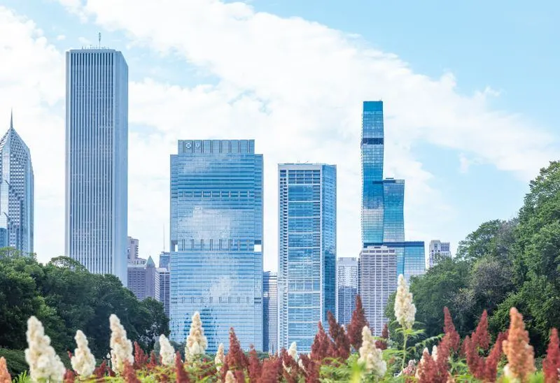 Chicago skyline from the waterfront in Illinois